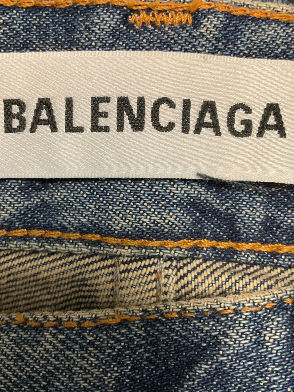 BALENCIAGA DIRTY VINTAGE BLUE HIGH WAISTED STRAIGHT LEG DENIM JEANS - Picture 4 of 8